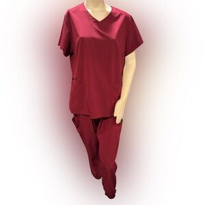Women's maroon scrub set